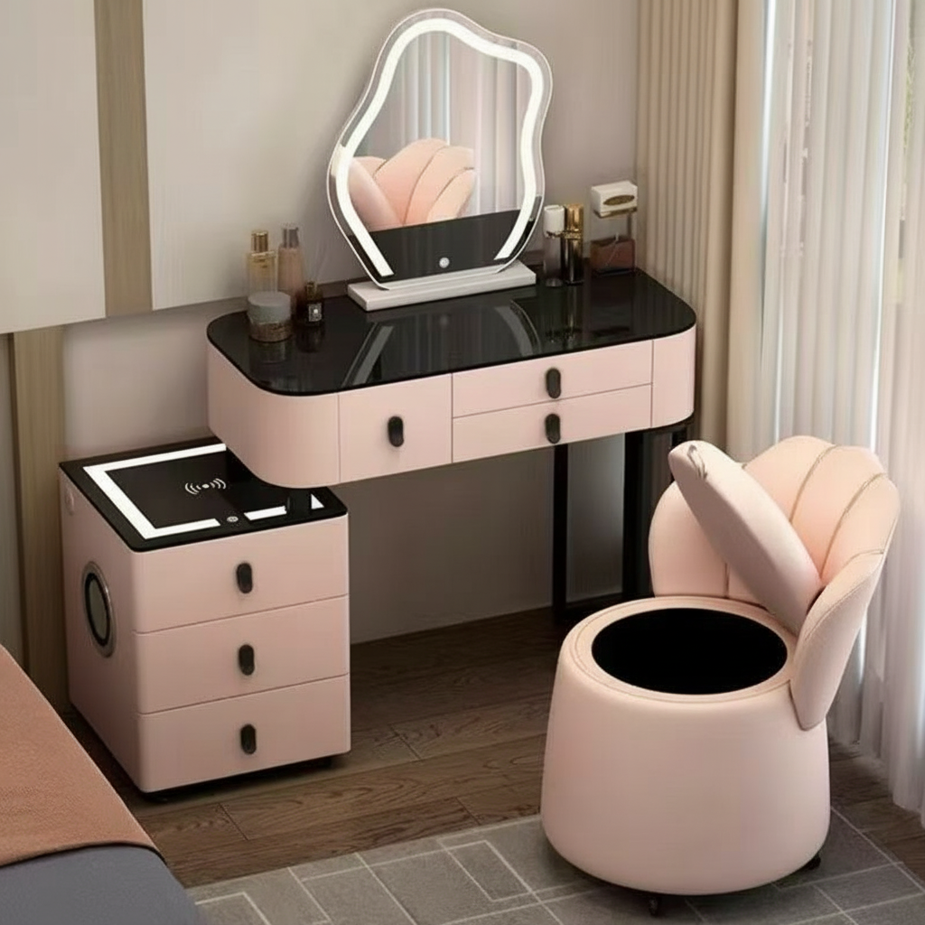 3-in-1 Dressing Table with LED, Wireless Charging, and Bluetooth Speaker