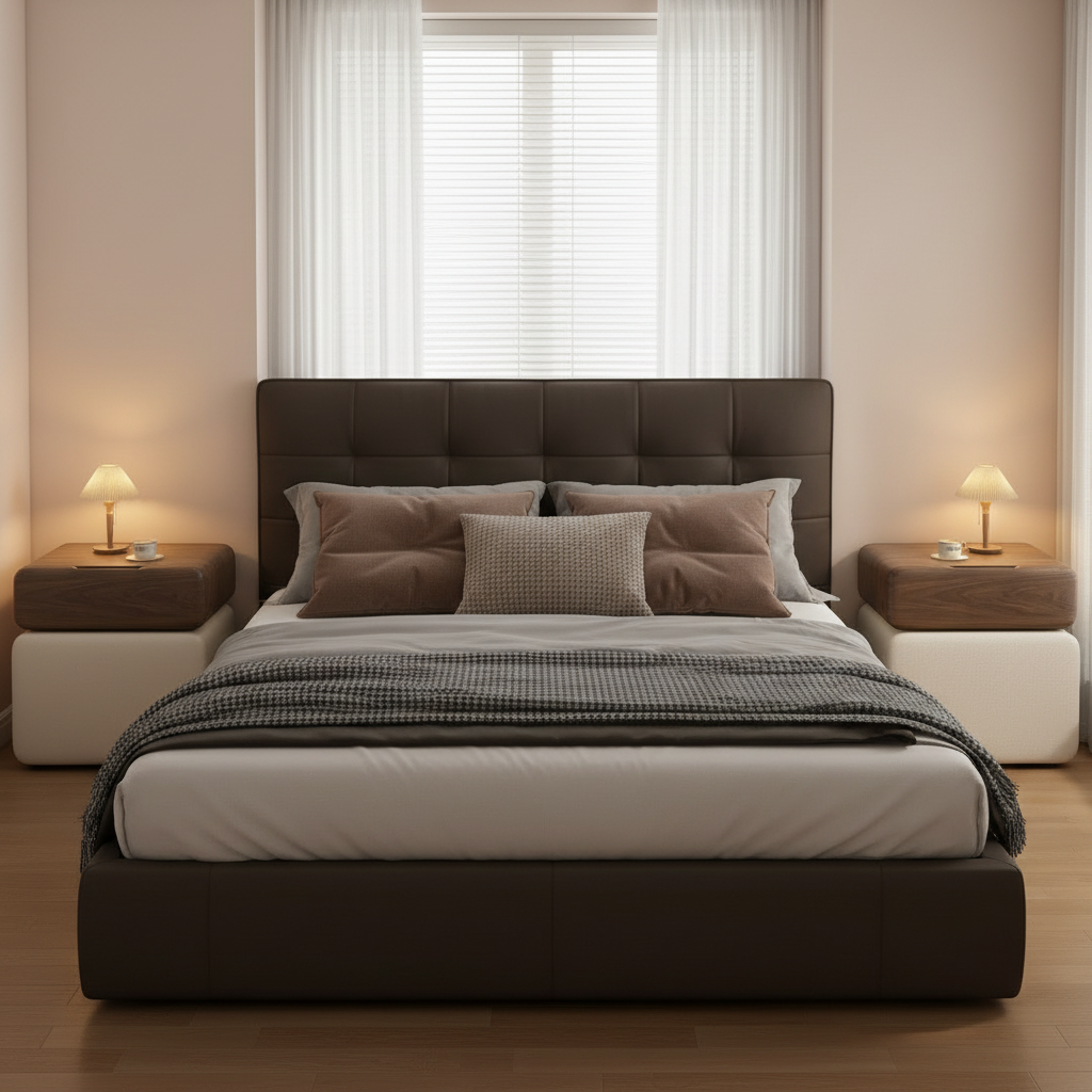 CubeWood Nightstand with Fingerprint Lock