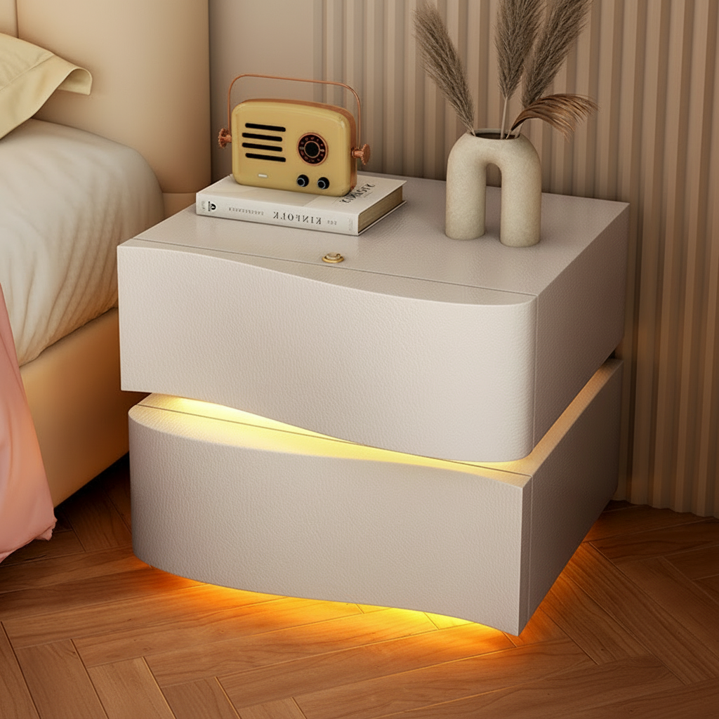 2-Line Bedside Table with LED Lighting