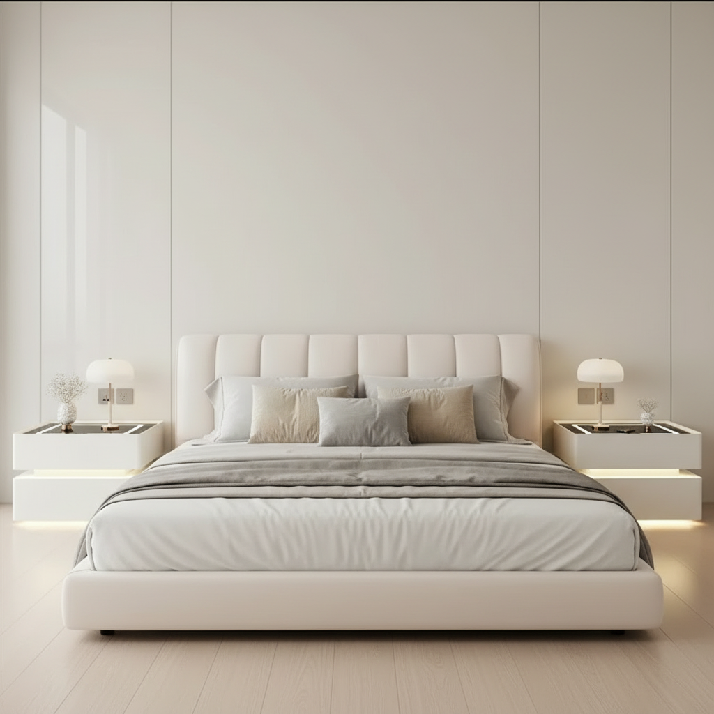 Lumo Bedside Table with Wireless Charging, Bluetooth Speaker, LED Lighting, and PIN Lock