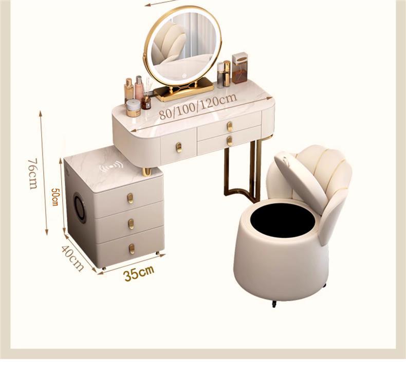 3-in-1 Dressing Table with LED, Wireless Charging, and Bluetooth Speaker
