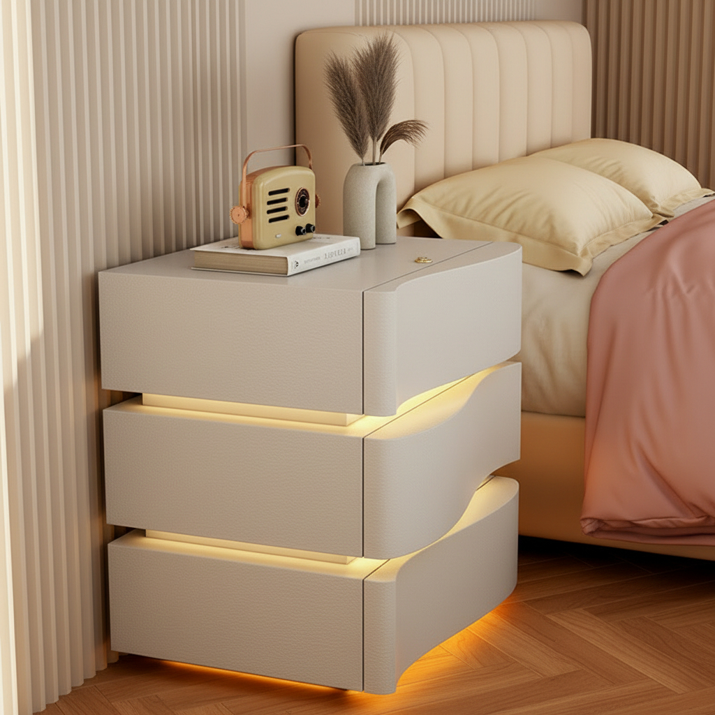 3-Line Nightstand with LED Lighting