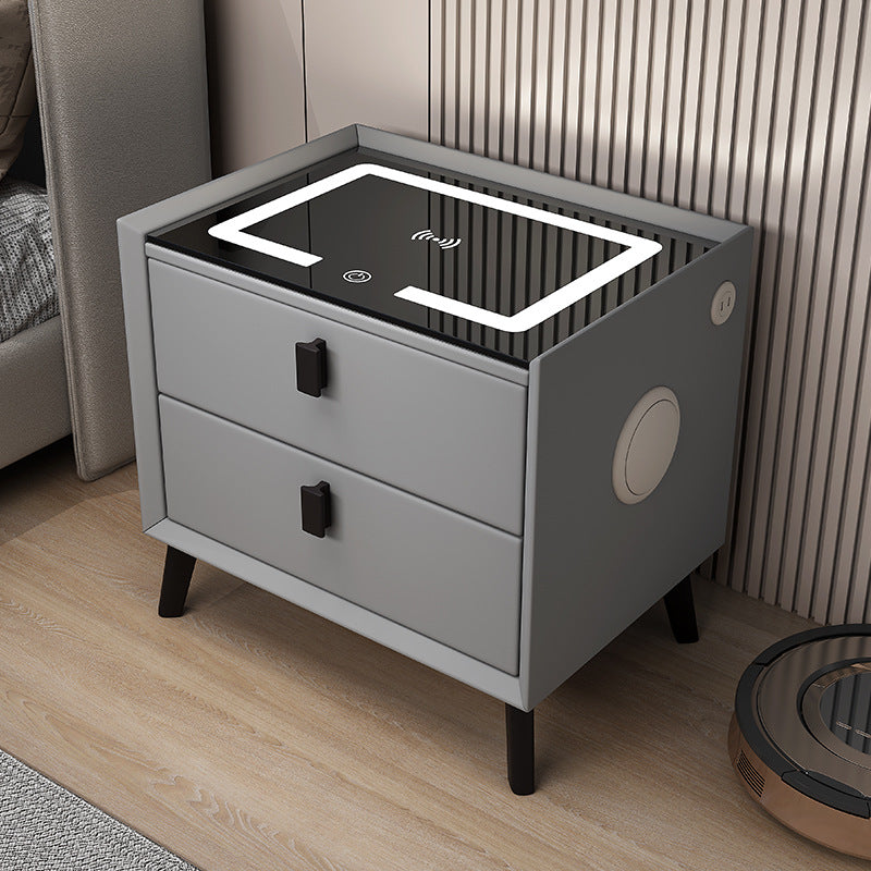 Nexo Nightstand with Wireless Charging, Bluetooth Speaker, LED Lighting, and Fingerprint Lock