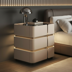 Soft Quad Nightstand with Wireless Charging, Bluetooth Speaker, LED Lighting, and PIN Lock