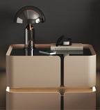 Soft Quad Bedside Table with Wireless Charging, Bluetooth Speaker, LED Lighting, and PIN Lock