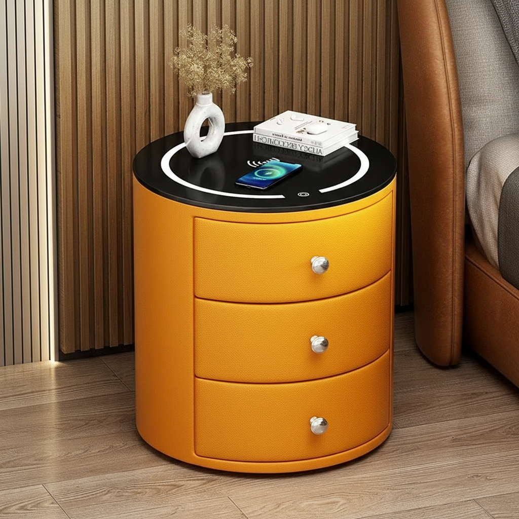 Orbis Bedside Table with Wireless Charging, LED Lighting