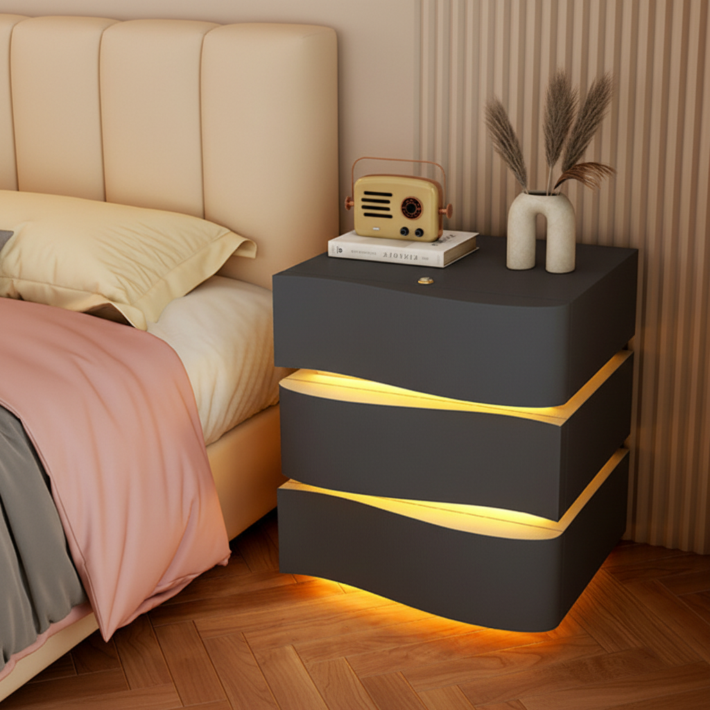 3-Line Nightstand with LED Lighting