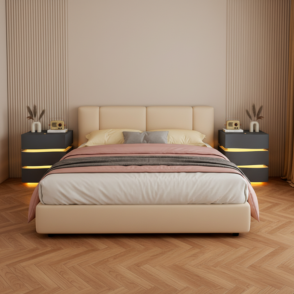 3-Line Nightstand with LED Lighting