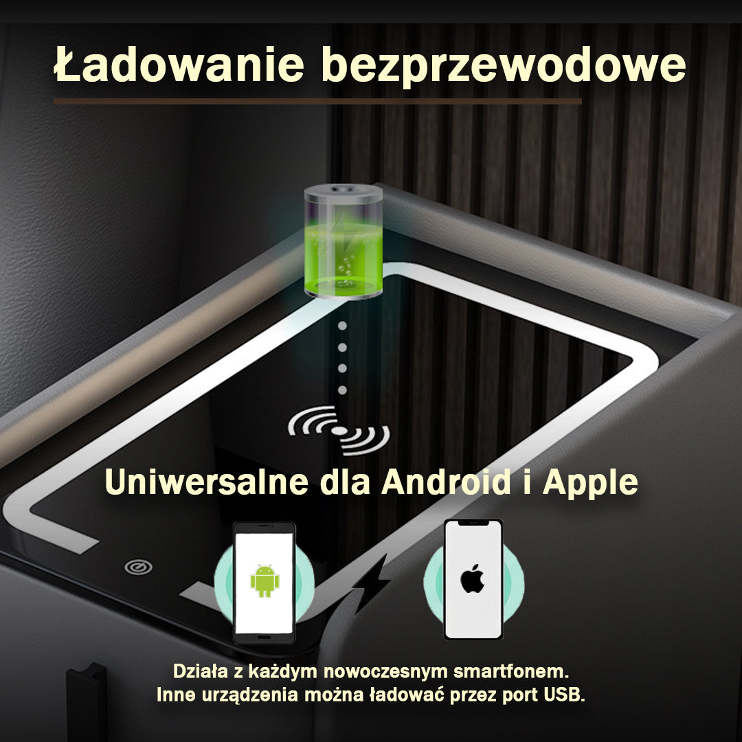 Nexo Nightstand with Wireless Charging, Bluetooth Speaker, LED Lighting, and Fingerprint Lock