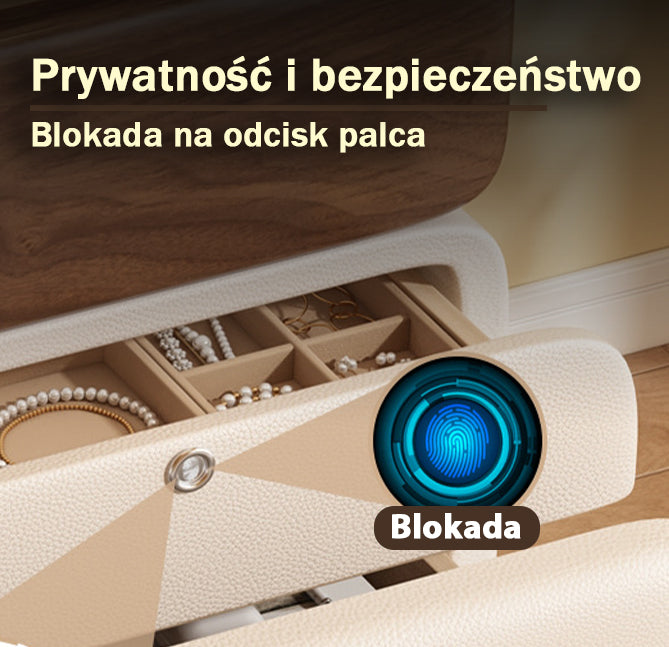 CubeWood Nightstand with Fingerprint Lock