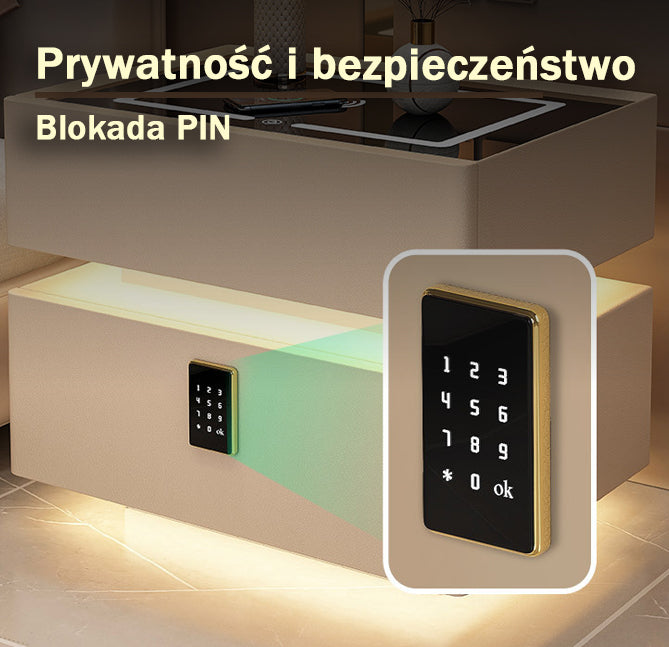 Szafka Nocna Lumo Z Ładowaniem Bezprzewodowym, Głośnikiem Bluetooth, Podświetleniem LED I Blokadą PIN