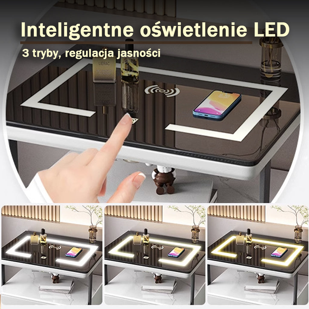 Nexor Nightstand with Wireless Charging, LED Backlight, and Fingerprint Lock