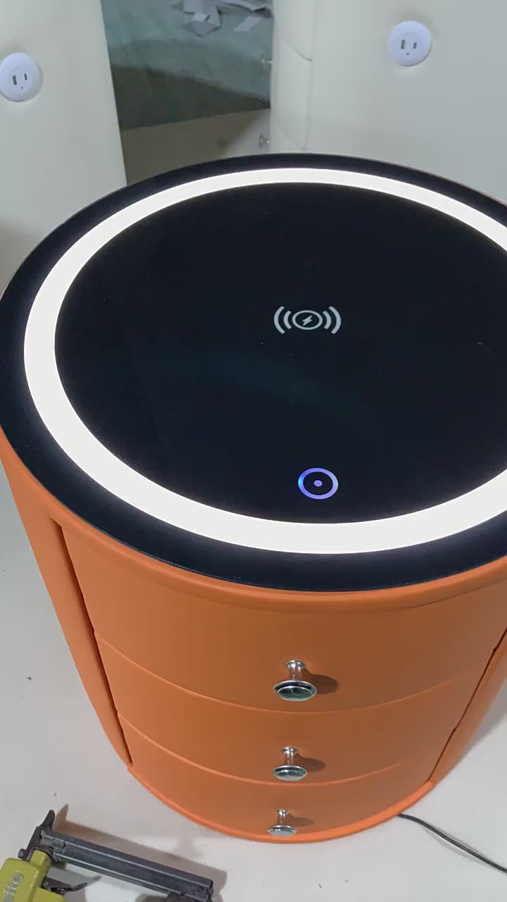 Orbis Bedside Table with Wireless Charging, LED Lighting